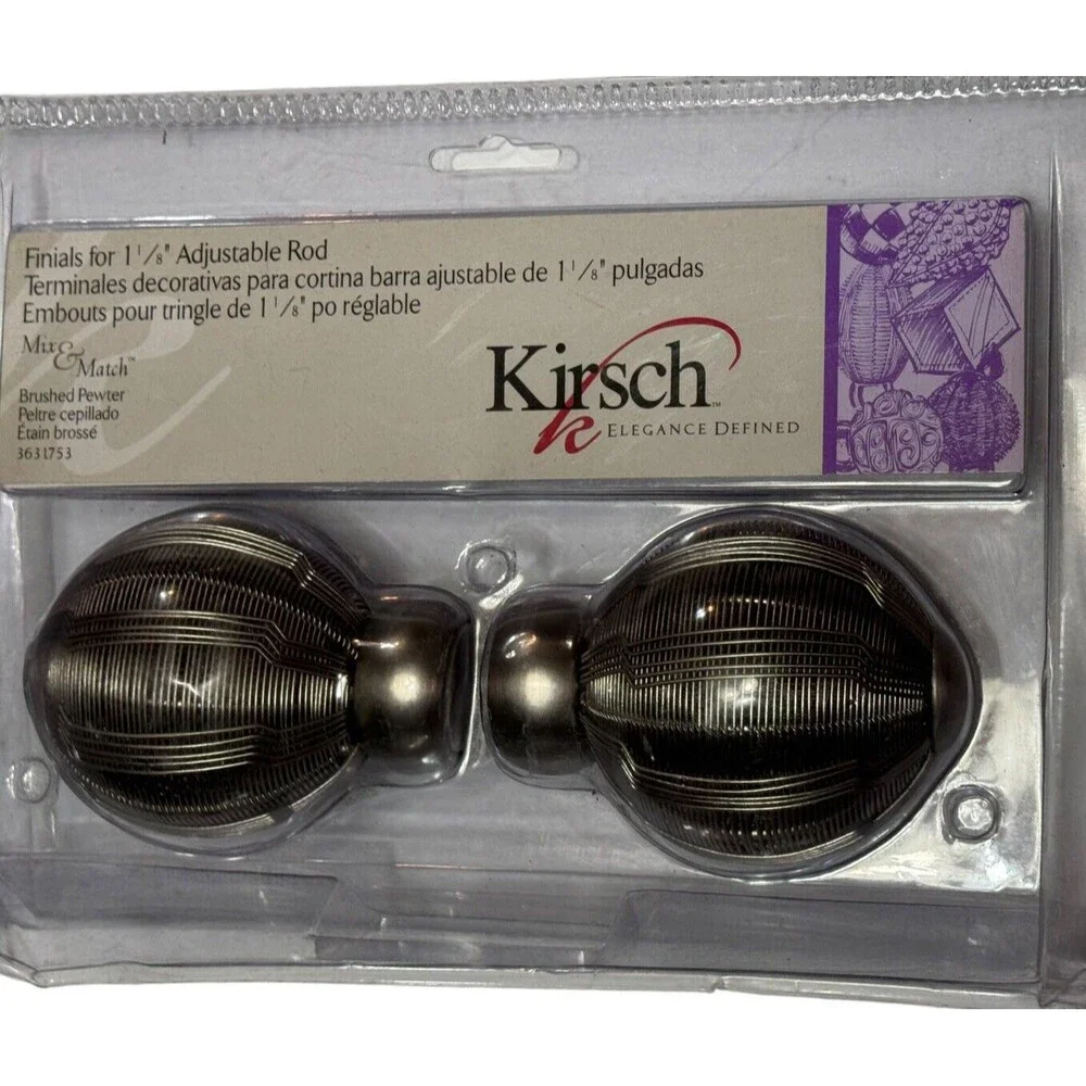 Kirsch Finials For 1 3/8” Adjustable Rod‎ Brushed Pewter 3631753 - 1 Pair